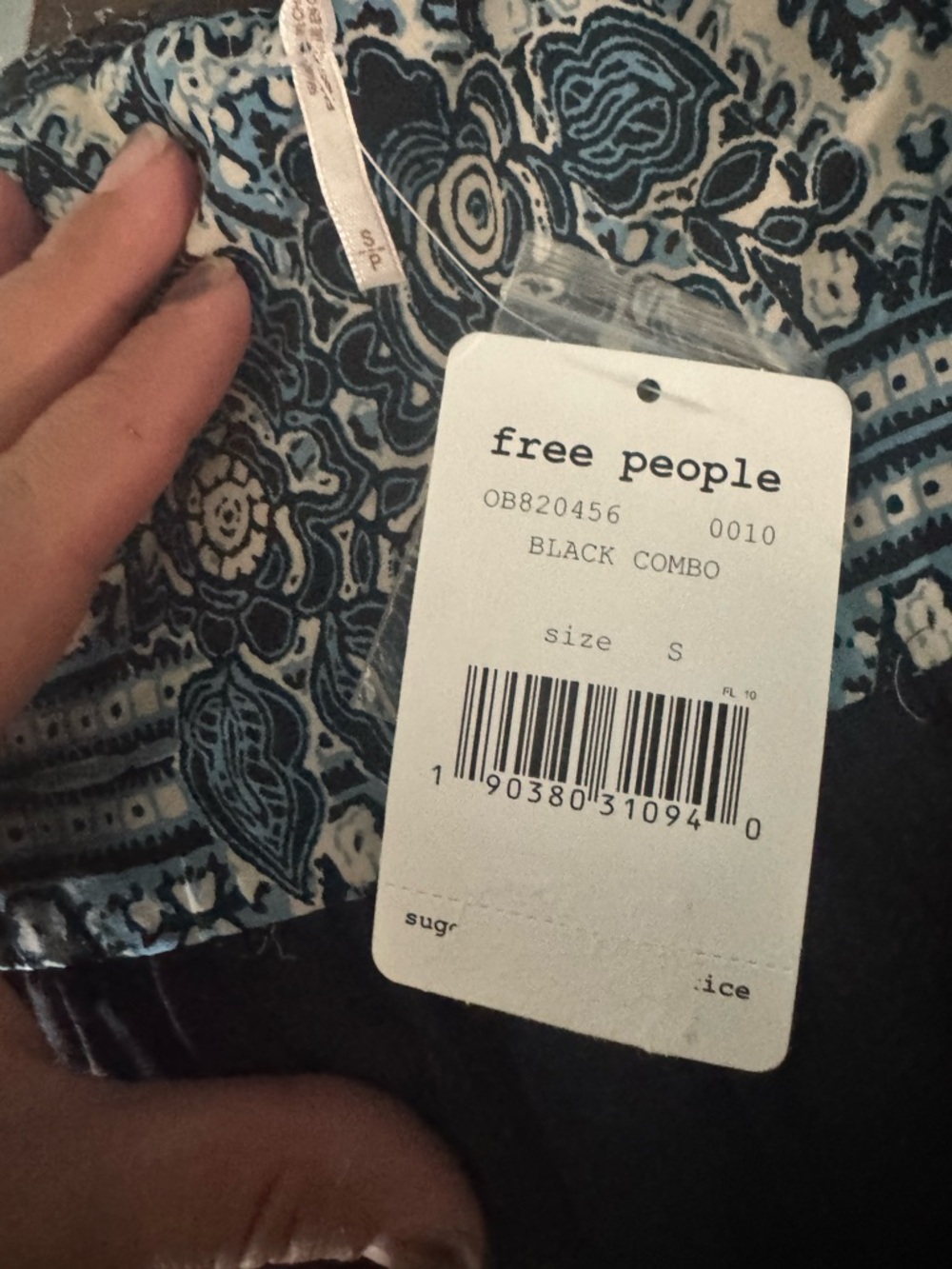 Free People Teal and Black Paisley V-Neck Maxi Dress - Picture 4 of 4